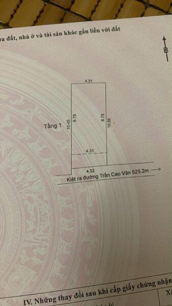 Nhà 2 tầng kiệt Trần cao Vân 45mv 2700