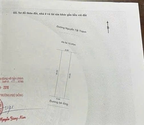 Đất mặt tiền Nguyễn Tất Thành 125mv, 15ty5