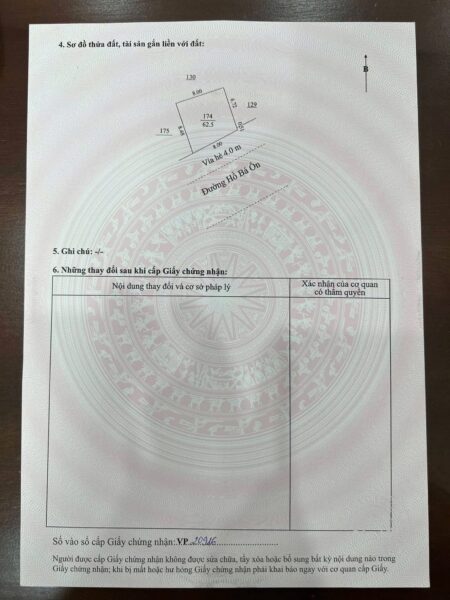 Đất mặt tiền Hồ Bá Ôn 63mv, 4400