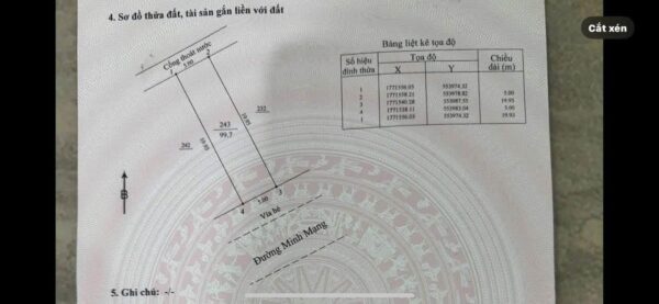 Đất mặt tiền Minh Mạng, 200mv, 26ty