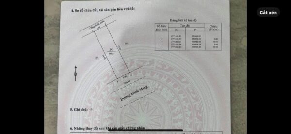 Đất mặt tiền Minh Mạng, 200mv, 26ty